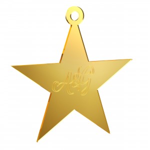 Pendente Stella in plex specchio oro con incisione iniziali, cm 4x4