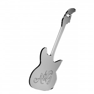 Pendente Chitarra in plex specchio argento con incisione iniziali, cm 4x6