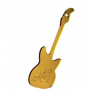 Pendente Chitarra in plex specchio oro con incisione iniziali, cm 4x6