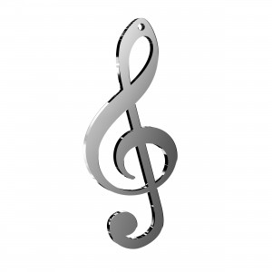 Pendente Chiave Musicale in plex specchio argento, cm 2,5x6  