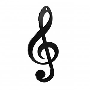 Pendente Chiave Musicale in plex specchio nero, cm 2,5x6  