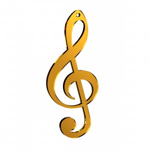Pendente Chiave Musicale in plex specchio oro, cm 2,5x6  