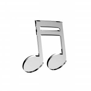 Applicazione Nota Musicale in plex specchio argento, cm 4x5