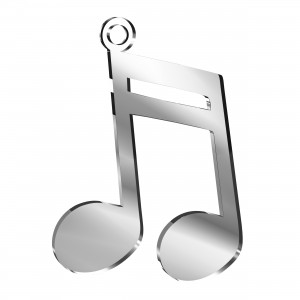 Pendente Nota Musicale in plex specchio argento, cm 4x5
