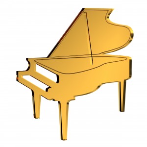 Applicazione Pianoforte in plex specchio oro, cm 5x5
