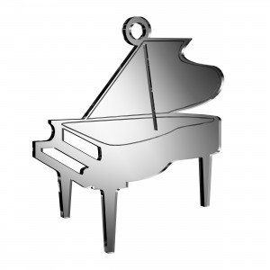 Pendente Pianoforte in plex specchio argento, cm 5x5