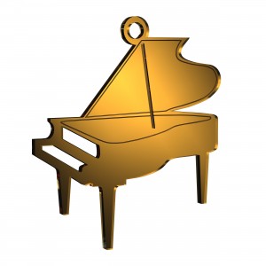 Pendente Pianoforte in plex specchio oro, cm 5x5