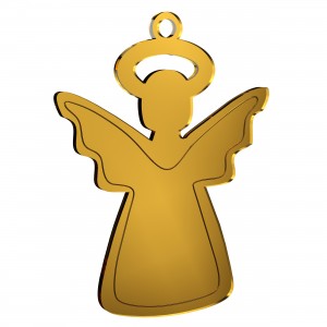 Pendente Angioletto in plex specchio oro, cm 2,5x3