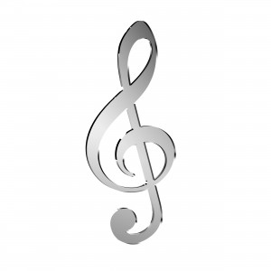 Applicazione Chiave Musicale in plex specchio argento, cm 2,5x6  