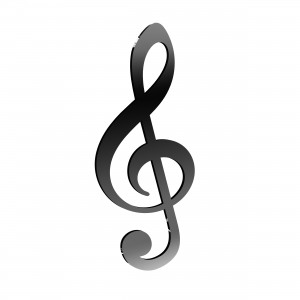 Applicazione Chiave Musicale in plex nero, cm 2,5x6  