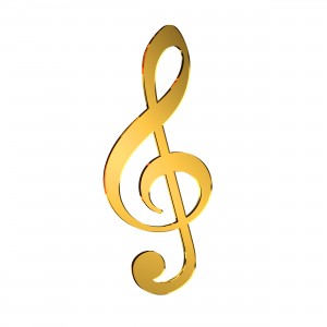 Applicazione Chiave Musicale in plex specchio oro, cm 2,5x6  