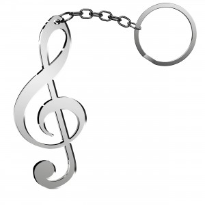 Portachiavi Chiave Musicale in plex specchio argento, cm 2,5x6  