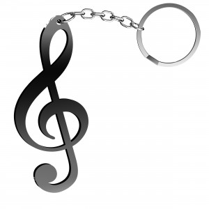 Portachiavi Chiave Musicale in plex nero, cm 2,5x6  