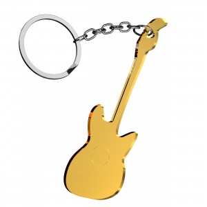 Portachiavi Chitarra in plex specchio oro, cm 4x6