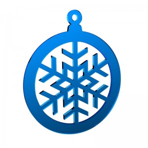 Pendente Natale - Sfera con fiocco di neve in specchio blu cm Ø 10