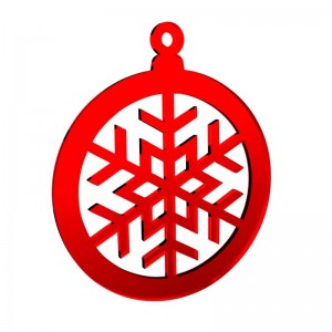 Pendente Natale - Sfera con fiocco di neve in specchio rosso cm Ø 10