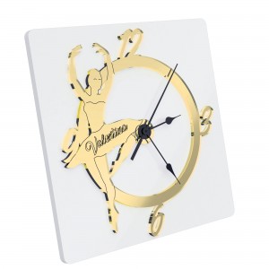 OROLOGIO CON BALLERINA IN PLEX SPECCHIO ORO + INCISIONE