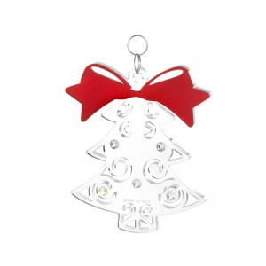 Pendente Natale - Albero con fiocco in plex e strass cm 10x12 h