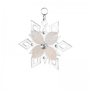 Pendente Natale - Quadrifoglio grande satinato glitter oro cm Ø 13