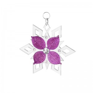 Pendente Natale - Quadrifoglio grande satinato glitter rosa cm Ø 13