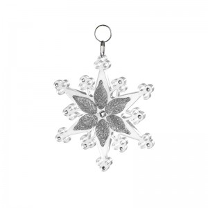 Pendente Natale - Stella piccola satinato glitter argento cm Ø 11