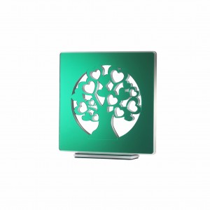Lampada led piccola con albero in specchio verde