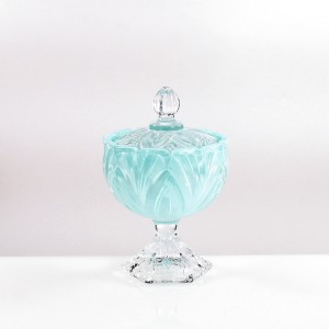 Potiche piccola in vetro vernice laccata tiffany