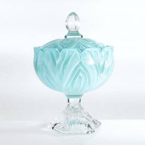 Potiche grande in vetro vernice laccata tiffany