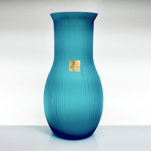 Vaso portafiori grande in vetro satinato verde acqua