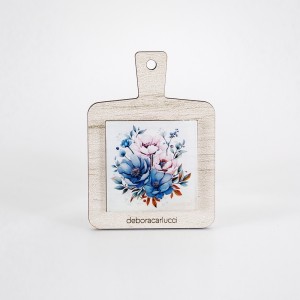 Tagliere - magnete legno avorio decoro "Gardenie"