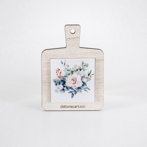 Tagliere - magnete legno avorio decoro "Rose"