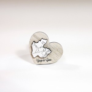 Bacio - magnete cuore legno avorio