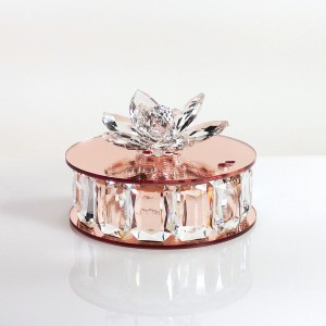 Scatola tonda grande cristallo e plex rosegold