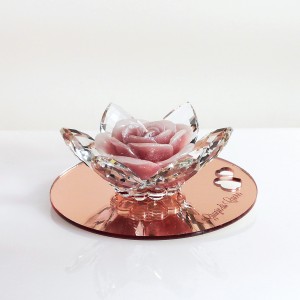 Portacandela grande cristallo e plex rosegold