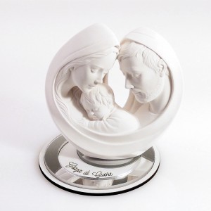 Sacra Famiglia grande resina base plex argento