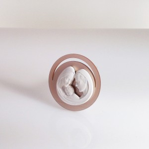 Sacra Famiglia magnete resina base beige perlato