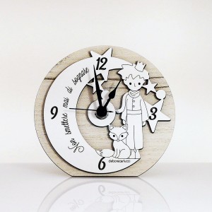 Piccolo principe orologio tondo plex legno avorio