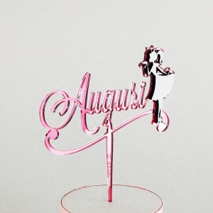 Bambolina cake topper stick plex specchio rosa