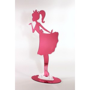 Bambolina sagoma da appoggio plex specchio rosa 