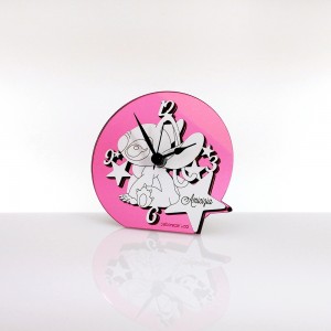 Folletto girl orologio tondo plex specchio rosa
