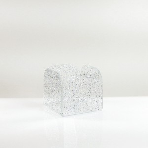 Cubo portaconfetti in plex glitter argento