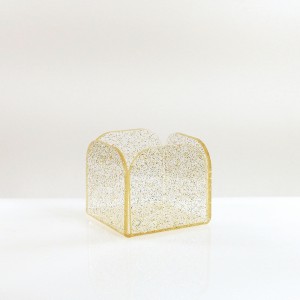 Cubo portaconfetti in plex glitter oro