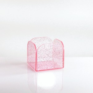 Cubo portaconfetti in plex glitter rosa
