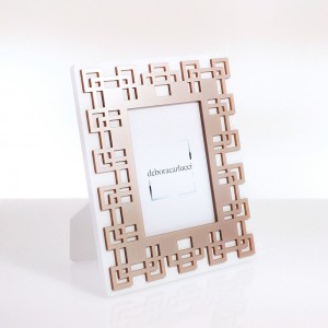 Portafoto rettangolare legno laccato bianco cornice design quadri in plex perlato beige