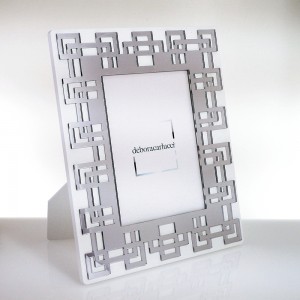 Portafoto rettangolare legno laccato bianco cornice design quadri in plex specchio argento