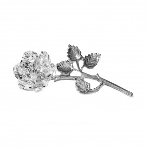 ROSA 13 PETALI CRISTALLO TRASPARENTE CON  RAMO ARGENTO OTTONE 
