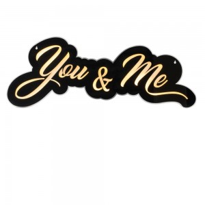 Party / Scritta led da appendere cm 95x38 "You & Me" - plex nero