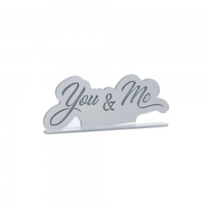 Party / Scritta led con base cm 48x19,5 "You & Me" - specchio argento