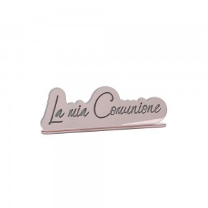 Party / Scritta led con base cm 48x15  "La mia Comunione" - legno tortora