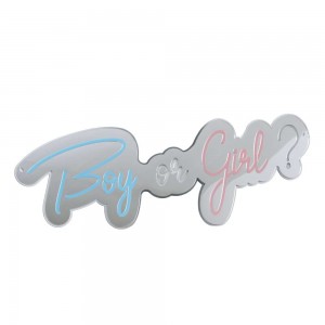 Party / Scritta led da appendere cm 95x34 "Boy or Girl ?" - Rosa e Celeste - Arg.